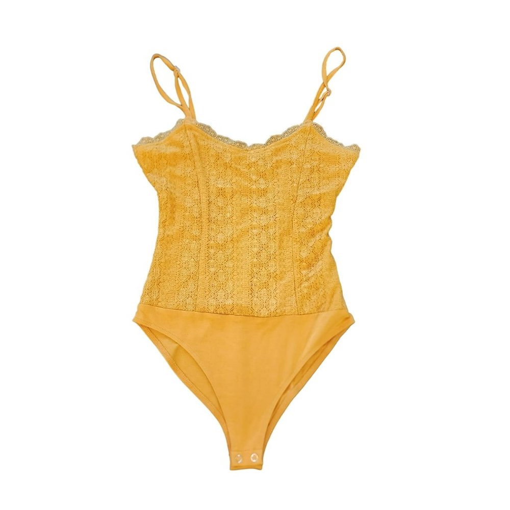 Forever 21 Golden Lacey Bodysuit Size Small